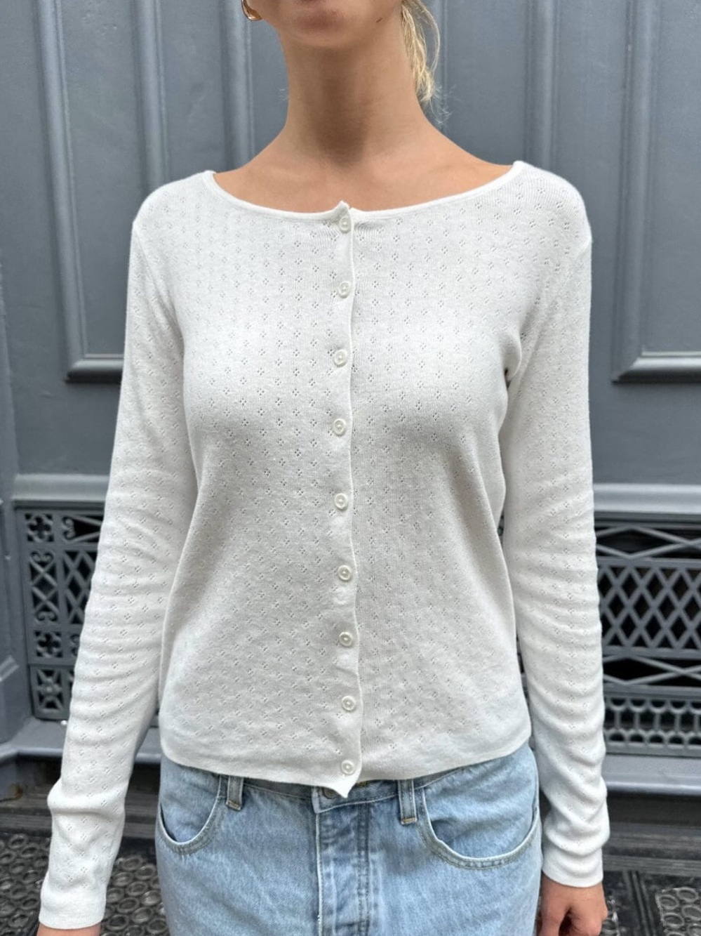 Brandy melville white athelia top cardigan sweater